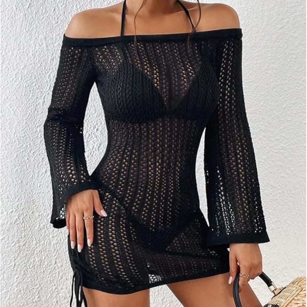 Women's Summer Swimsuit Cover Up Long Sleeve Swim Dress Beach Outfits